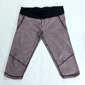 Lululemon Leggings Crop‎ Size 8 Womens Cropped Striped Purple-Variation Stretch